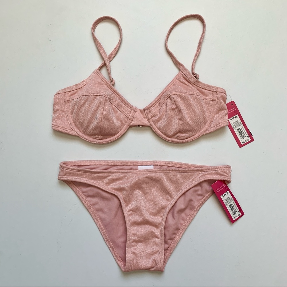 Xhilaration Pink Glitter Bikini Set